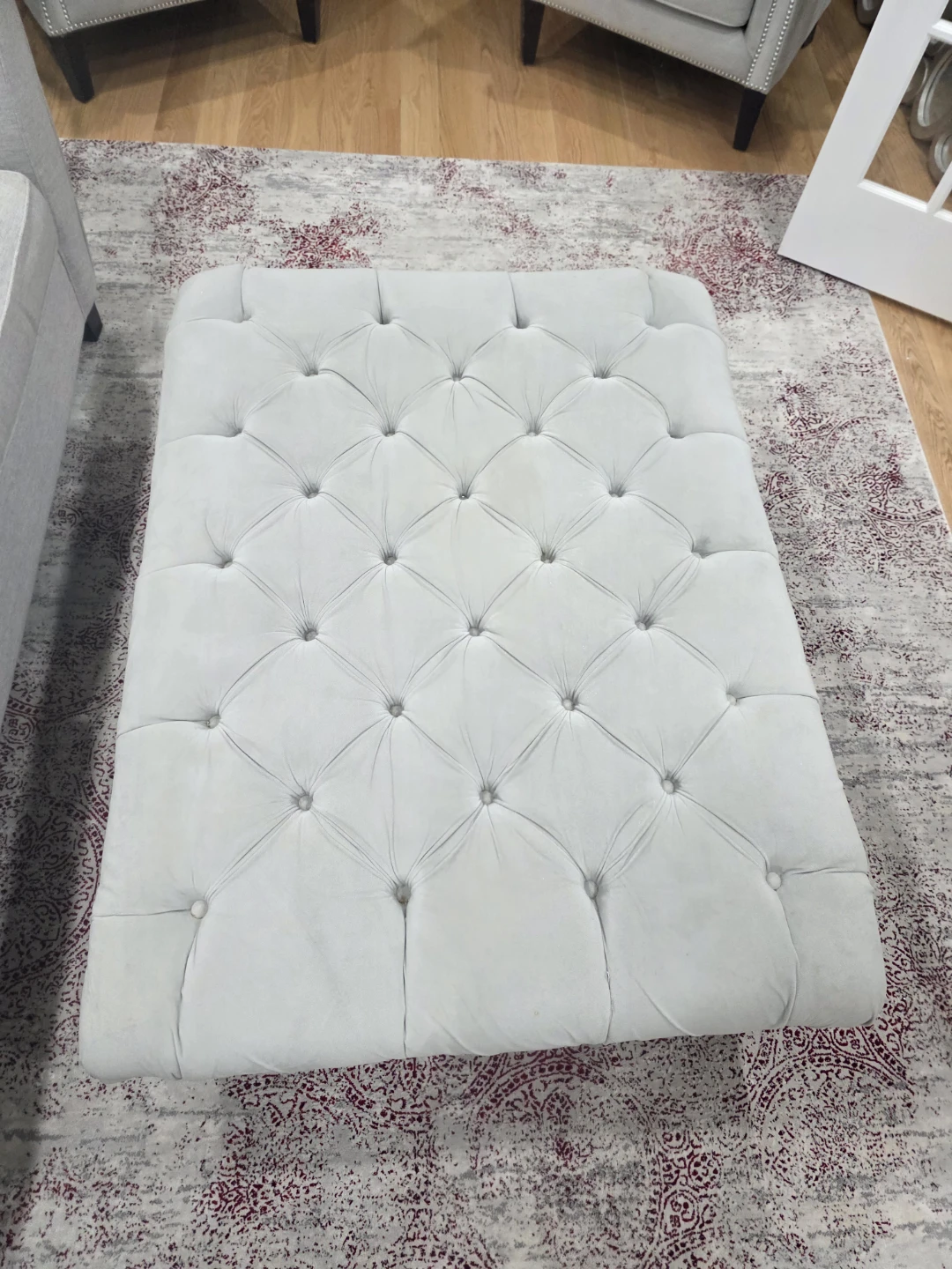 Light Grey Tufted Ottoman