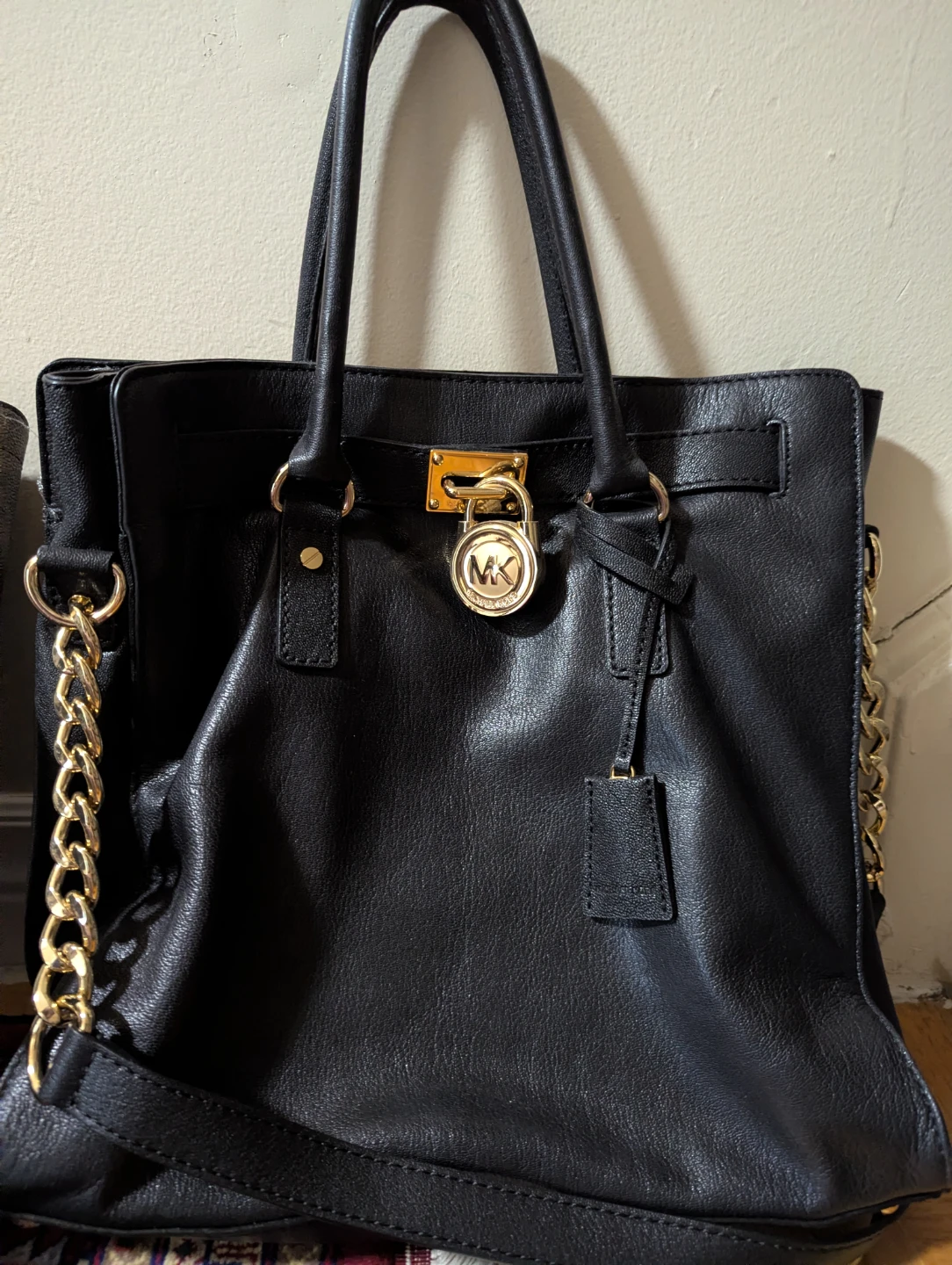 Michael Kors Black Leather Satchel Handbag