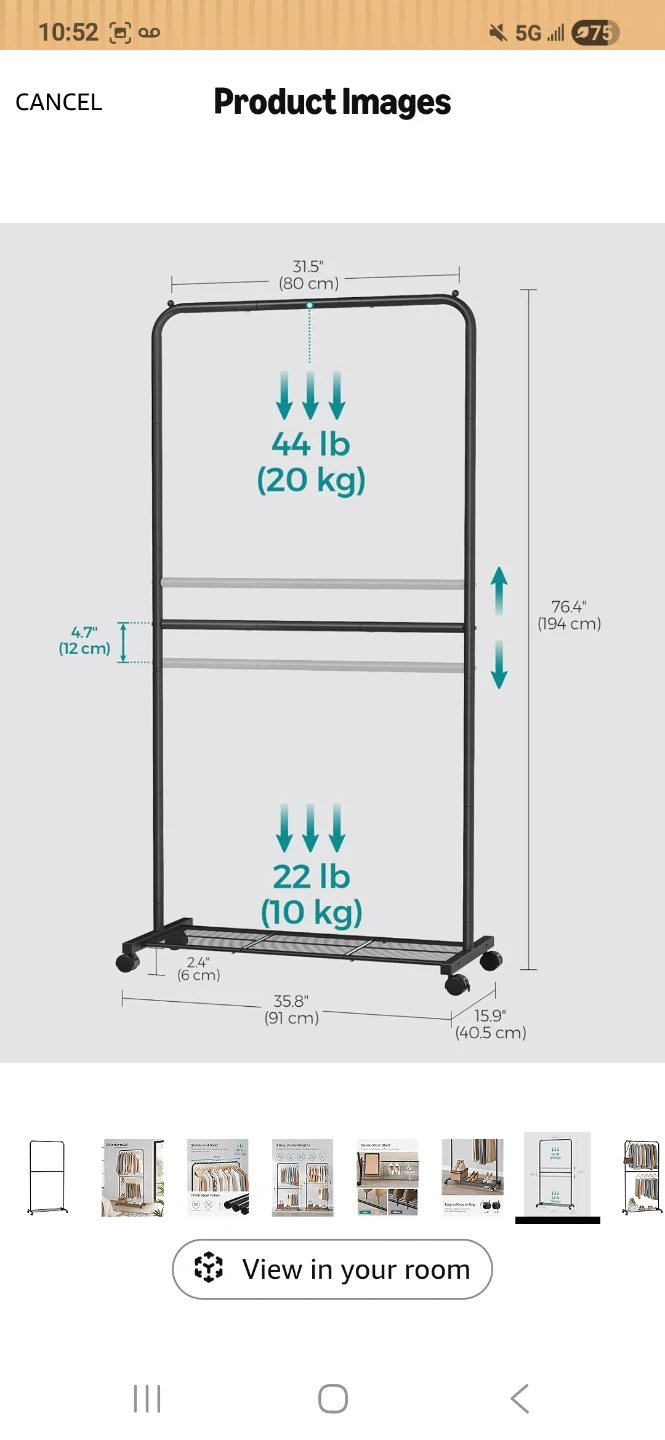 Black Rolling Garment Rack