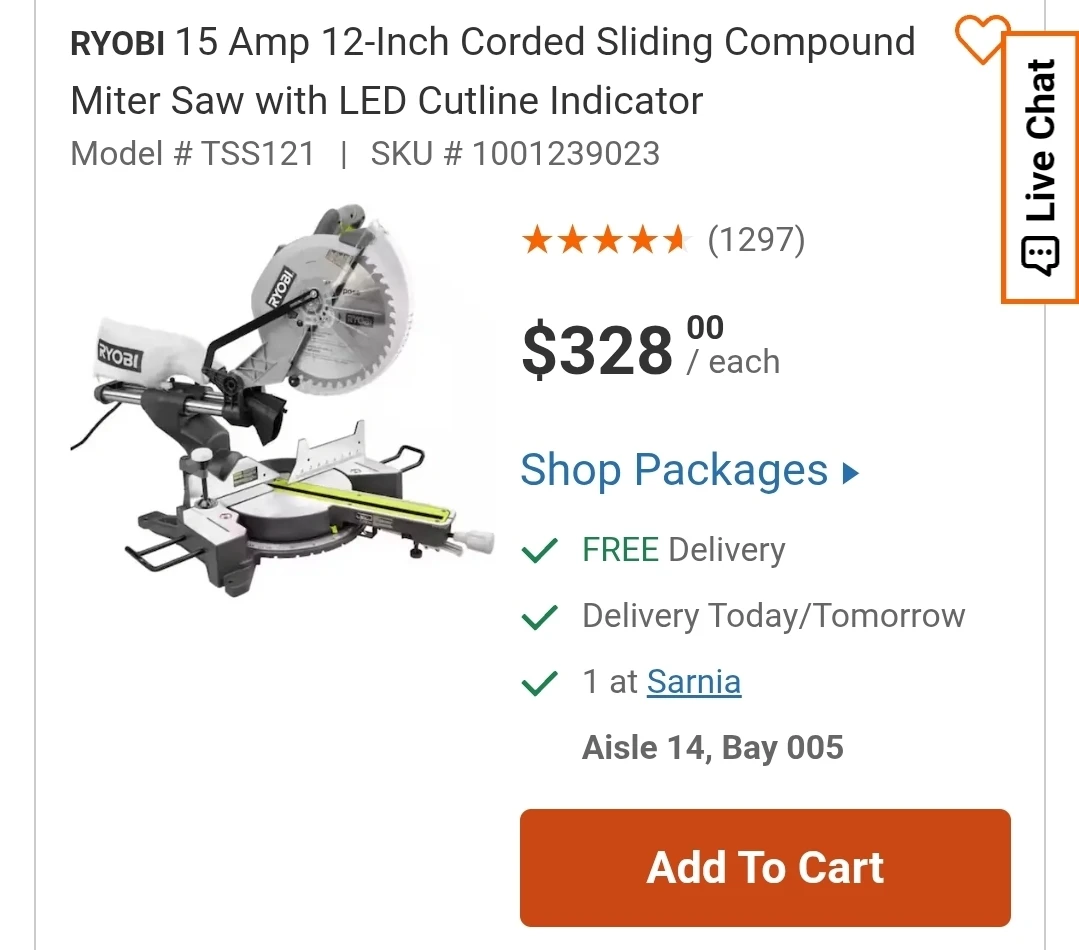 RYOBI 15 Amp 12-Inch Sliding Compound Miter Saw - photo 4