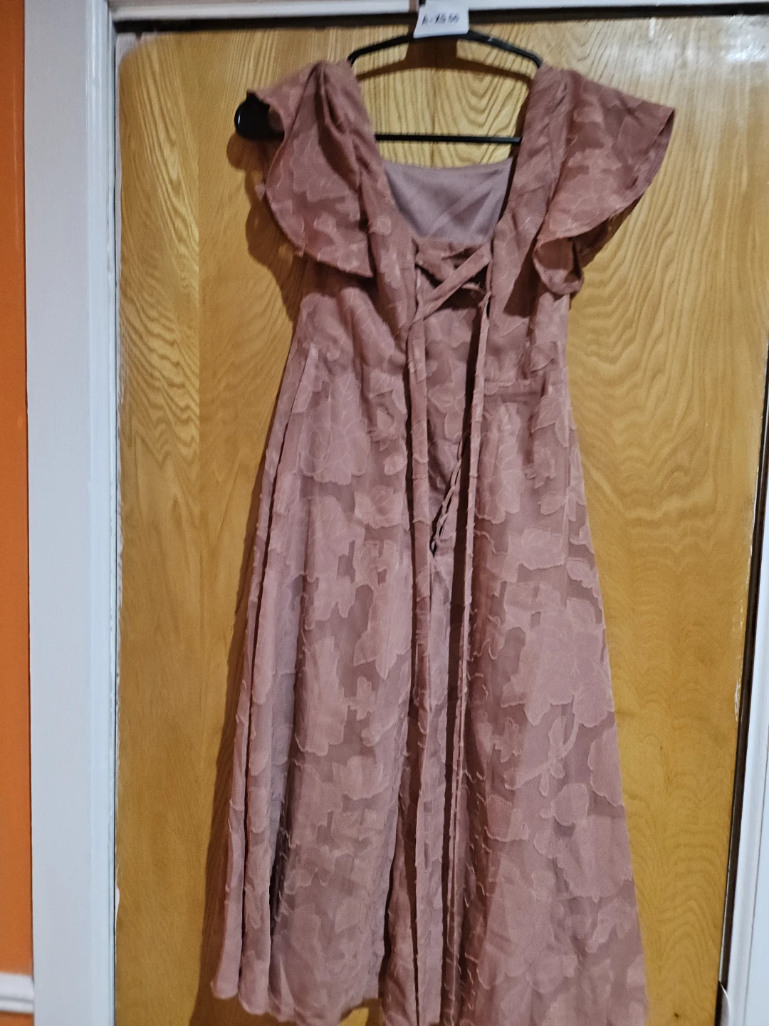 Rose Pink Floral Lace Dress with Tie Back