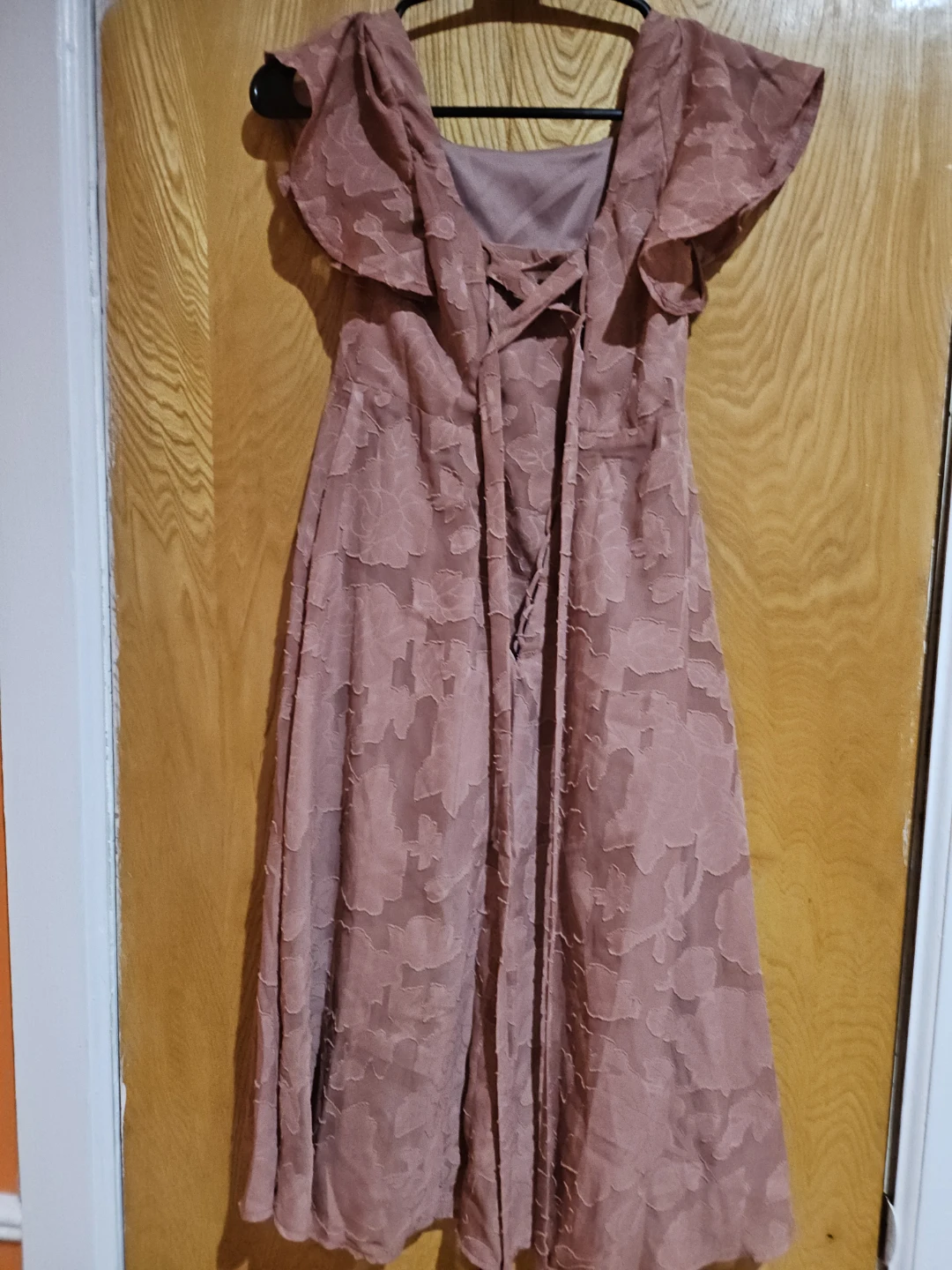 Rose Pink Floral Lace Dress with Tie Back - photo 2