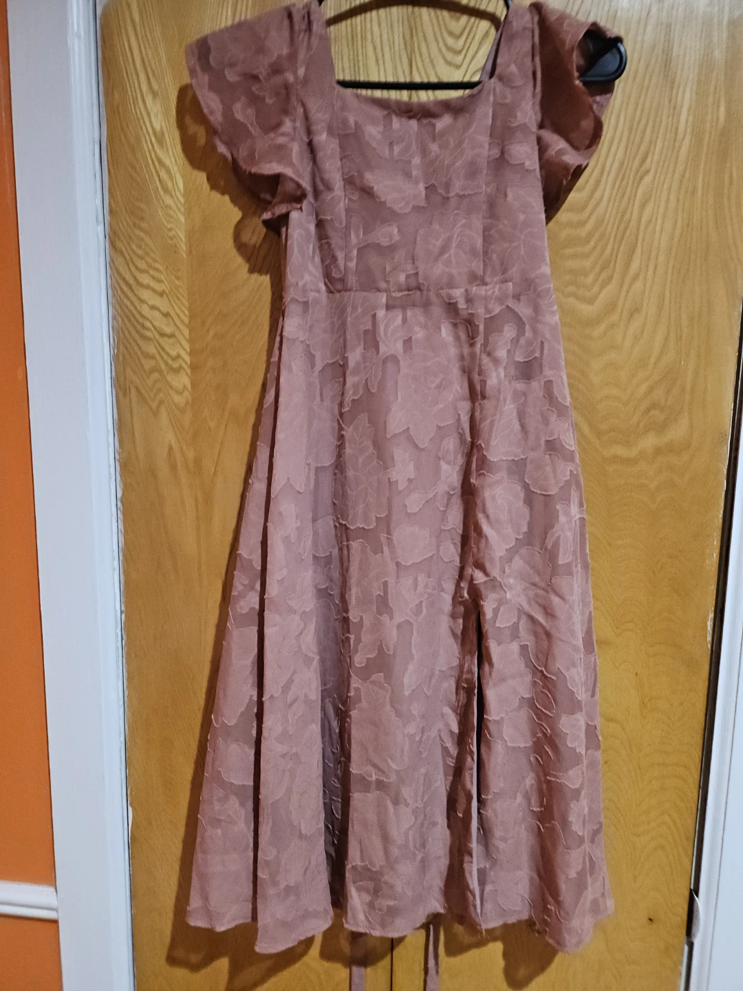 Rose Pink Floral Lace Dress with Tie Back - photo 4