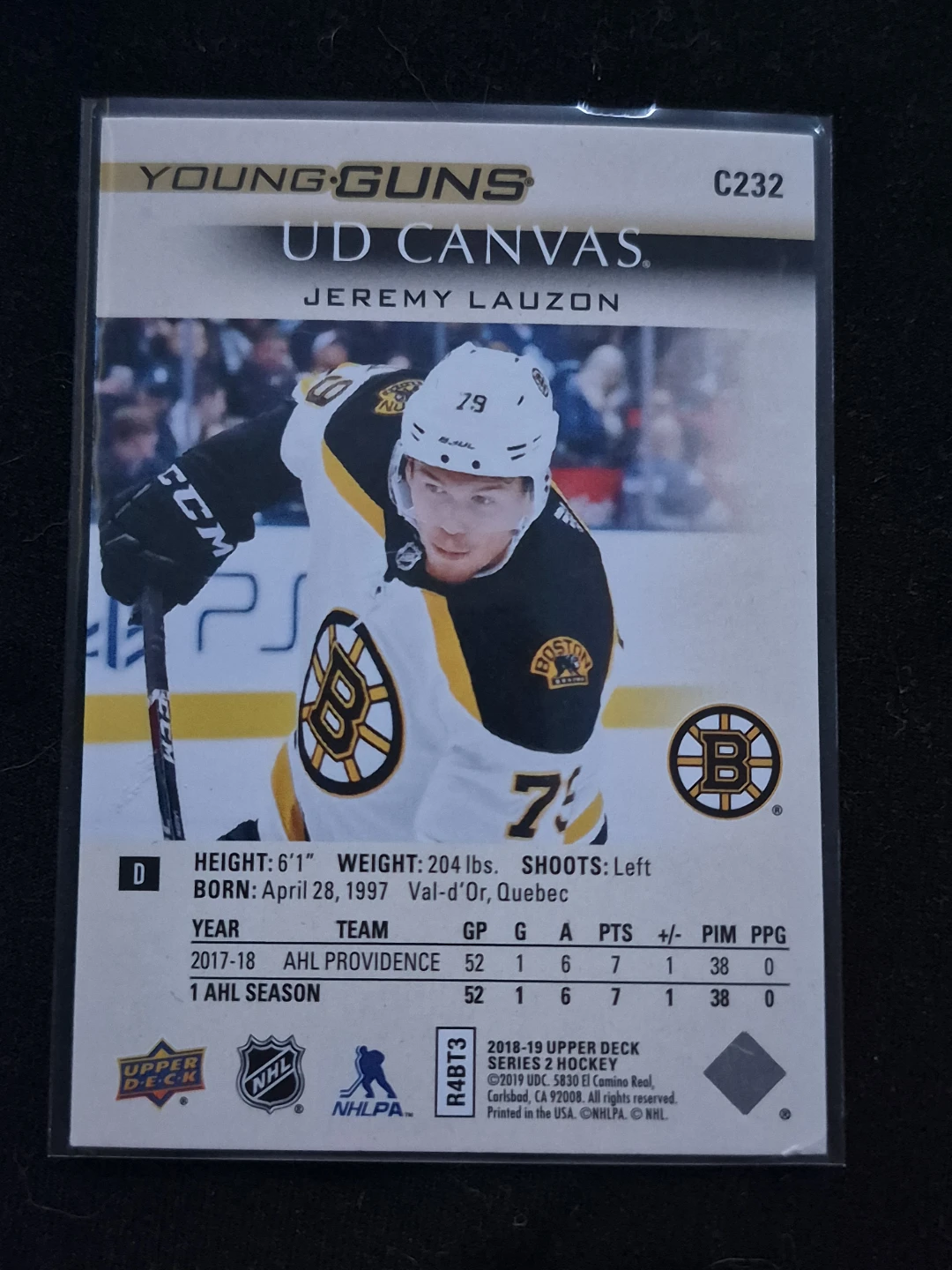 Upper Deck Young Guns UD Canvas Jeremy Lauzon Hockey Card - photo 2