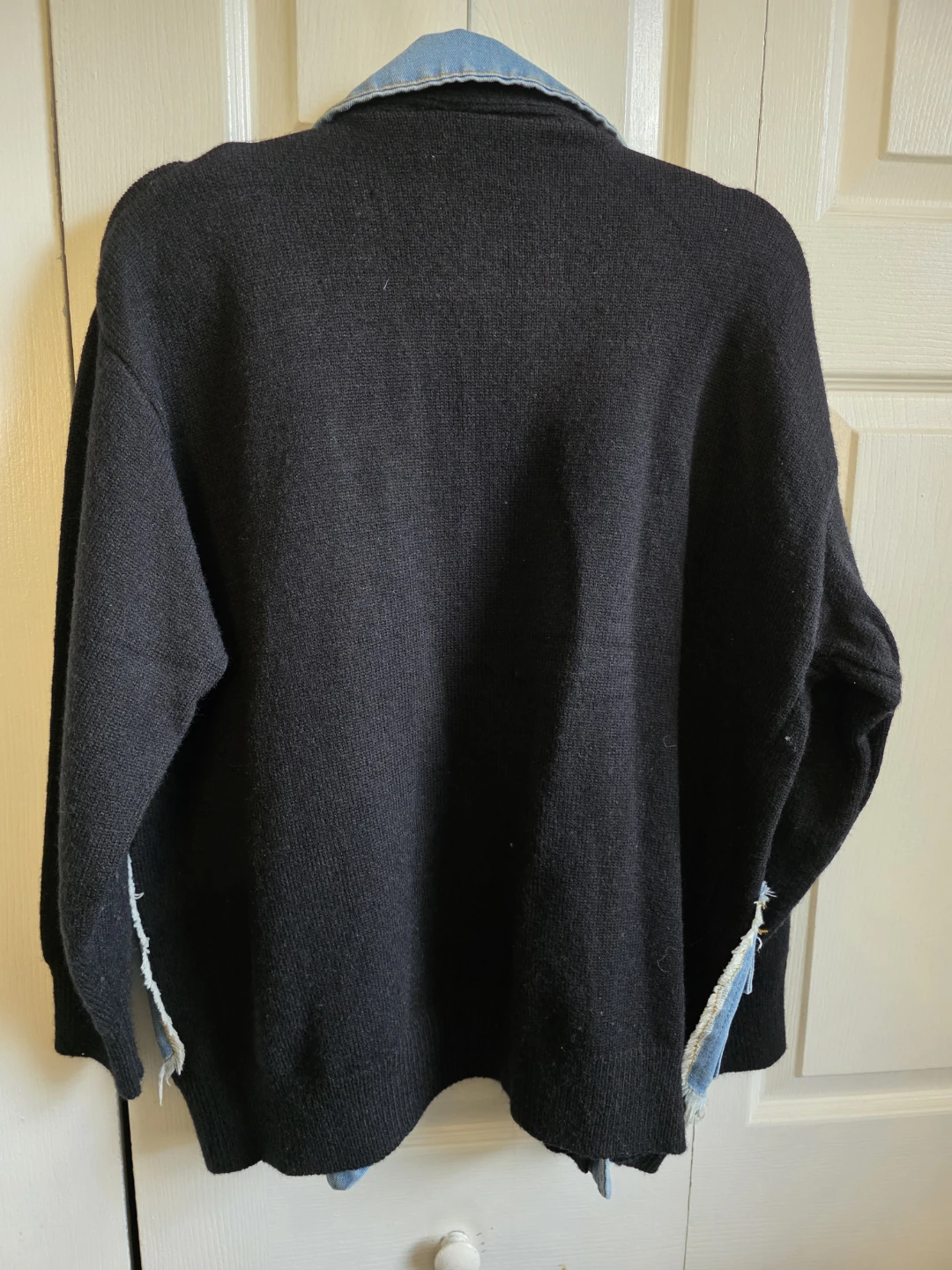 Black Knit Jacket with Denim Accents - photo 2