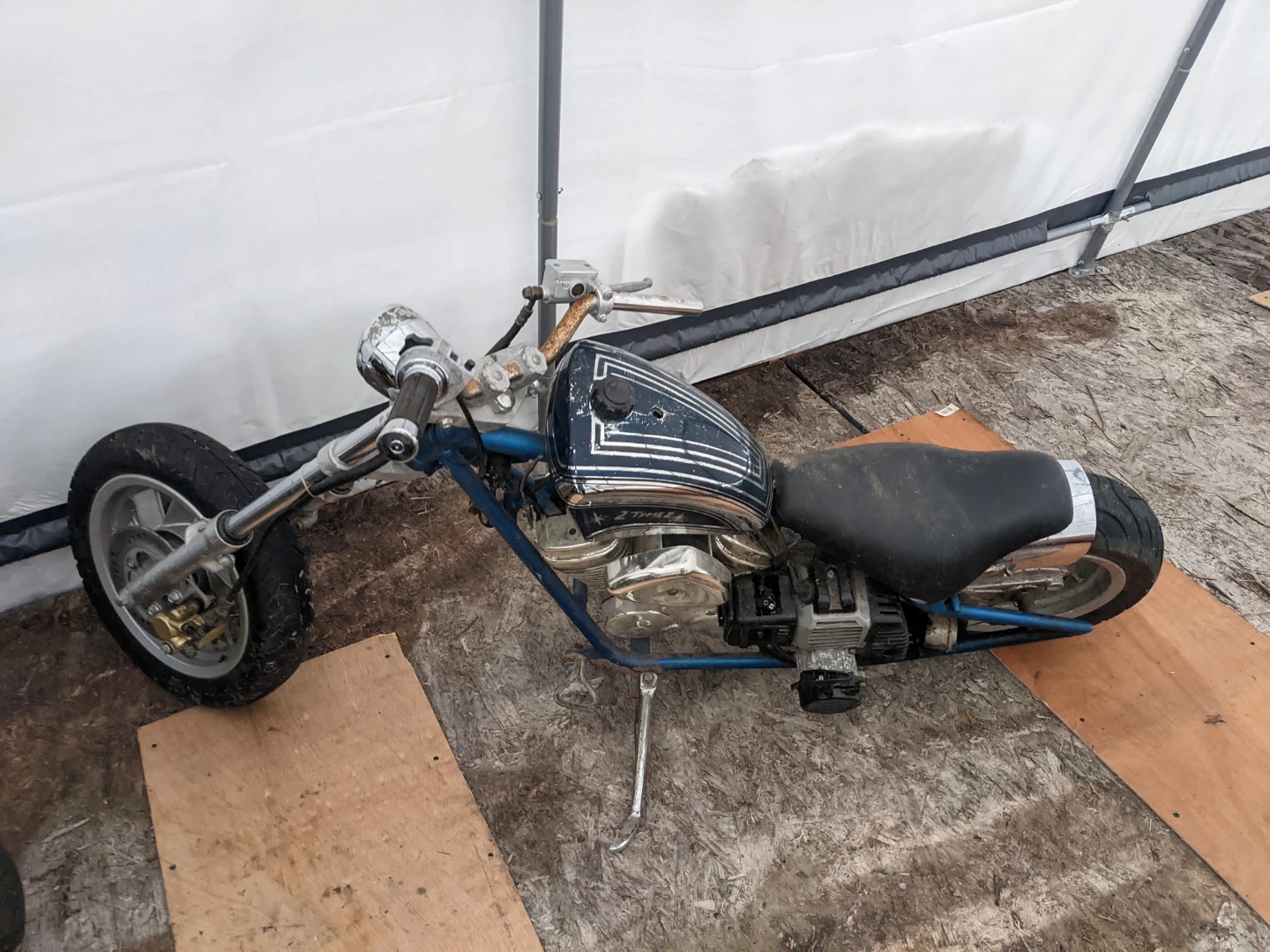 Blue Mini Chopper Motorcycle