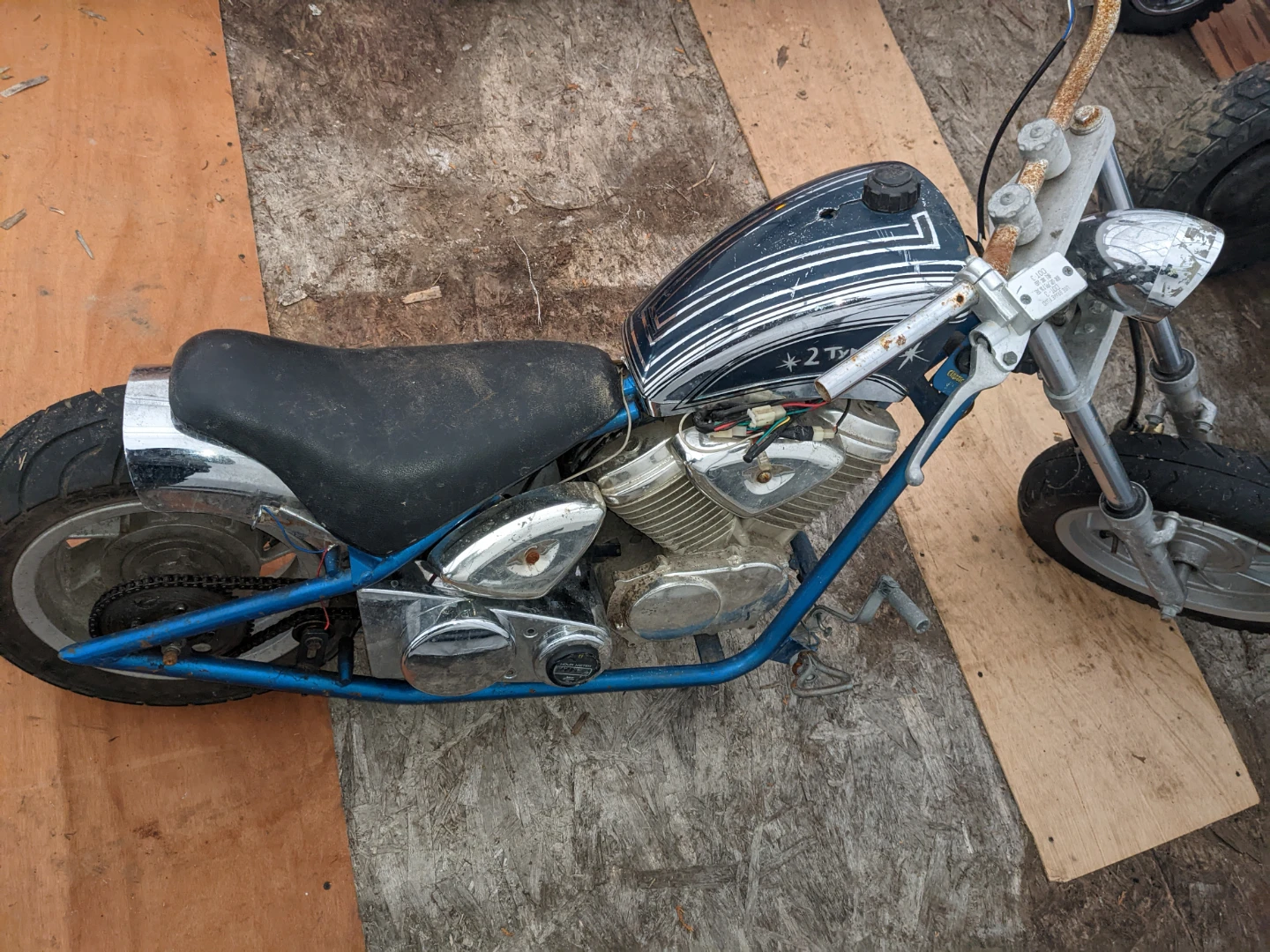 Blue Mini Chopper Motorcycle - photo 3