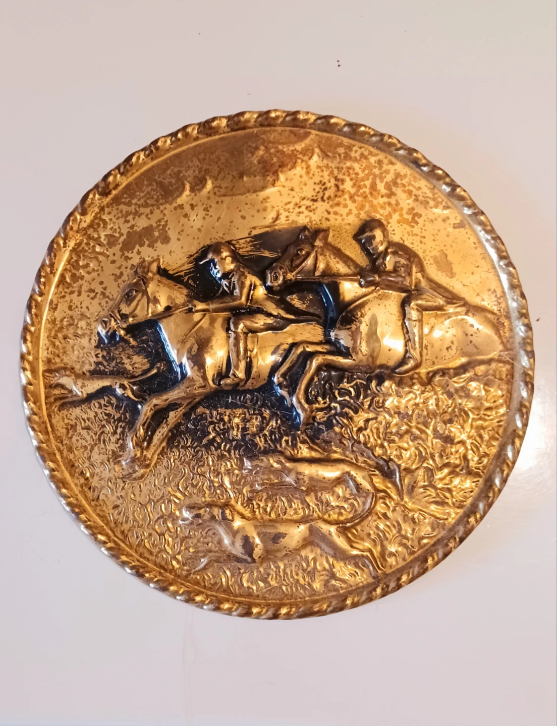 Vtg Equestrian Brass Wall Plate