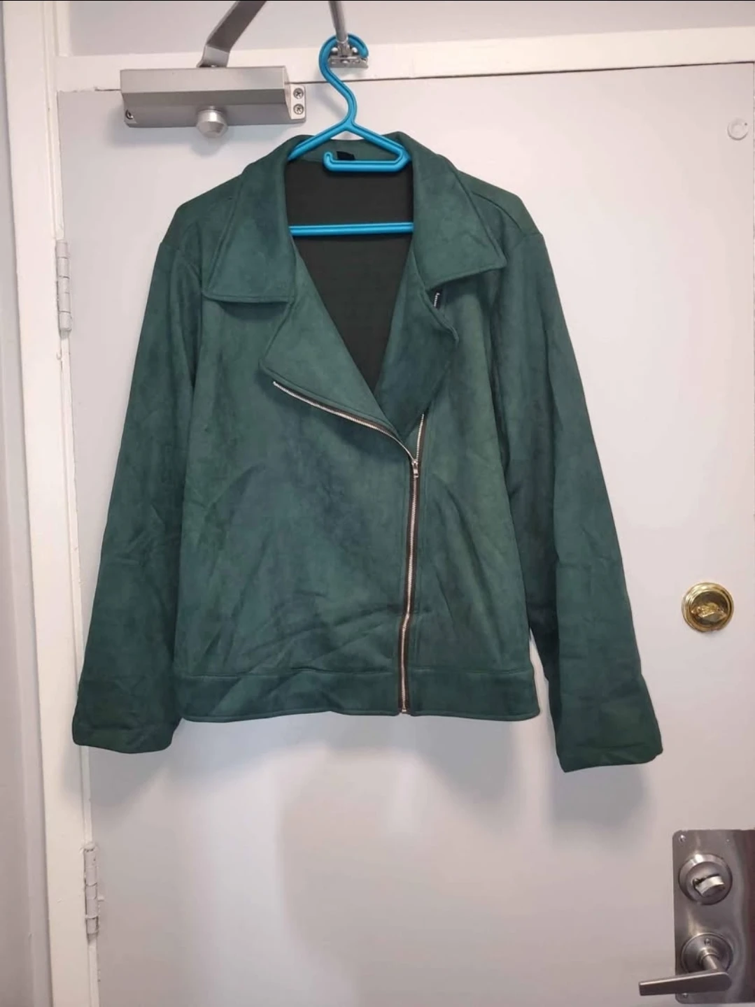 Women's Faux Suede Moto Jacket - Green