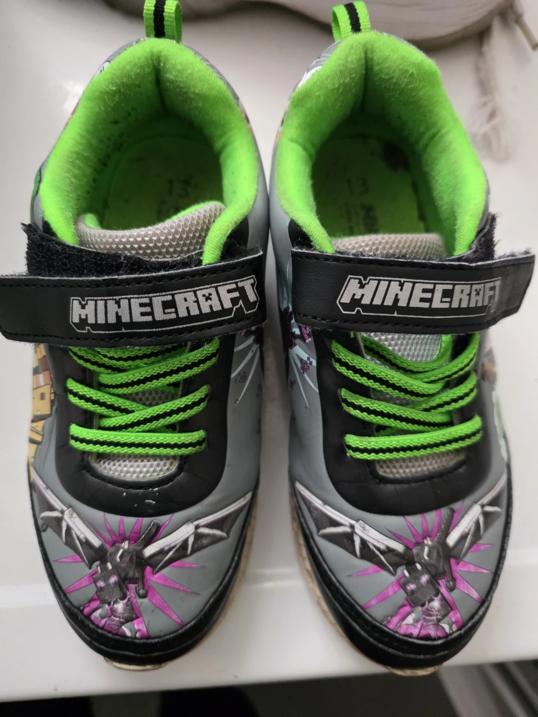 Minecraft Creeper & Dragon Kids Shoes Size 13 - photo 3