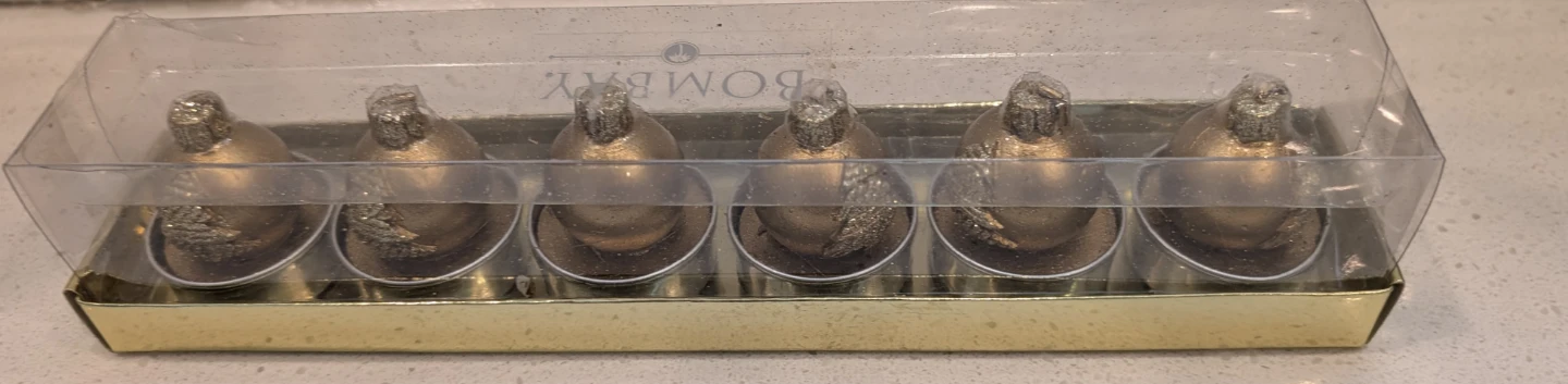Gold Tealite Candles Christmas Balls