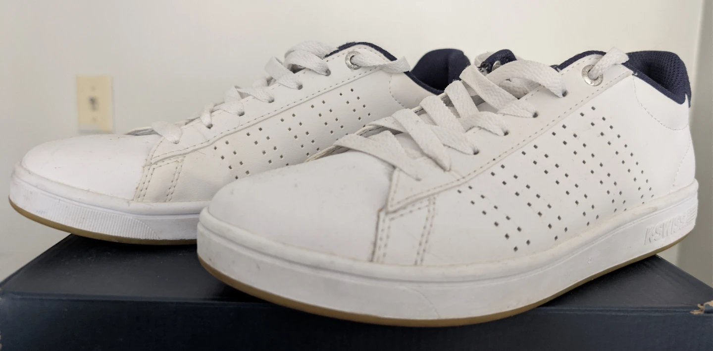 K-Swiss White Perforated Leather Sneakers