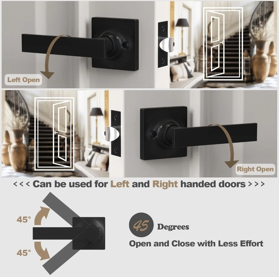 Voraus Matte Black Door Handle - 6 Pack Passage Levers - photo 2