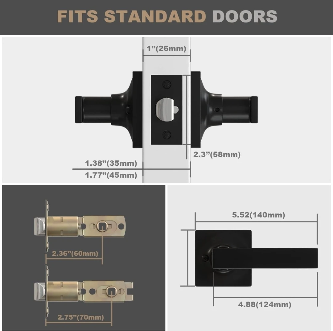Voraus Matte Black Door Handle - 6 Pack Passage Levers - photo 3