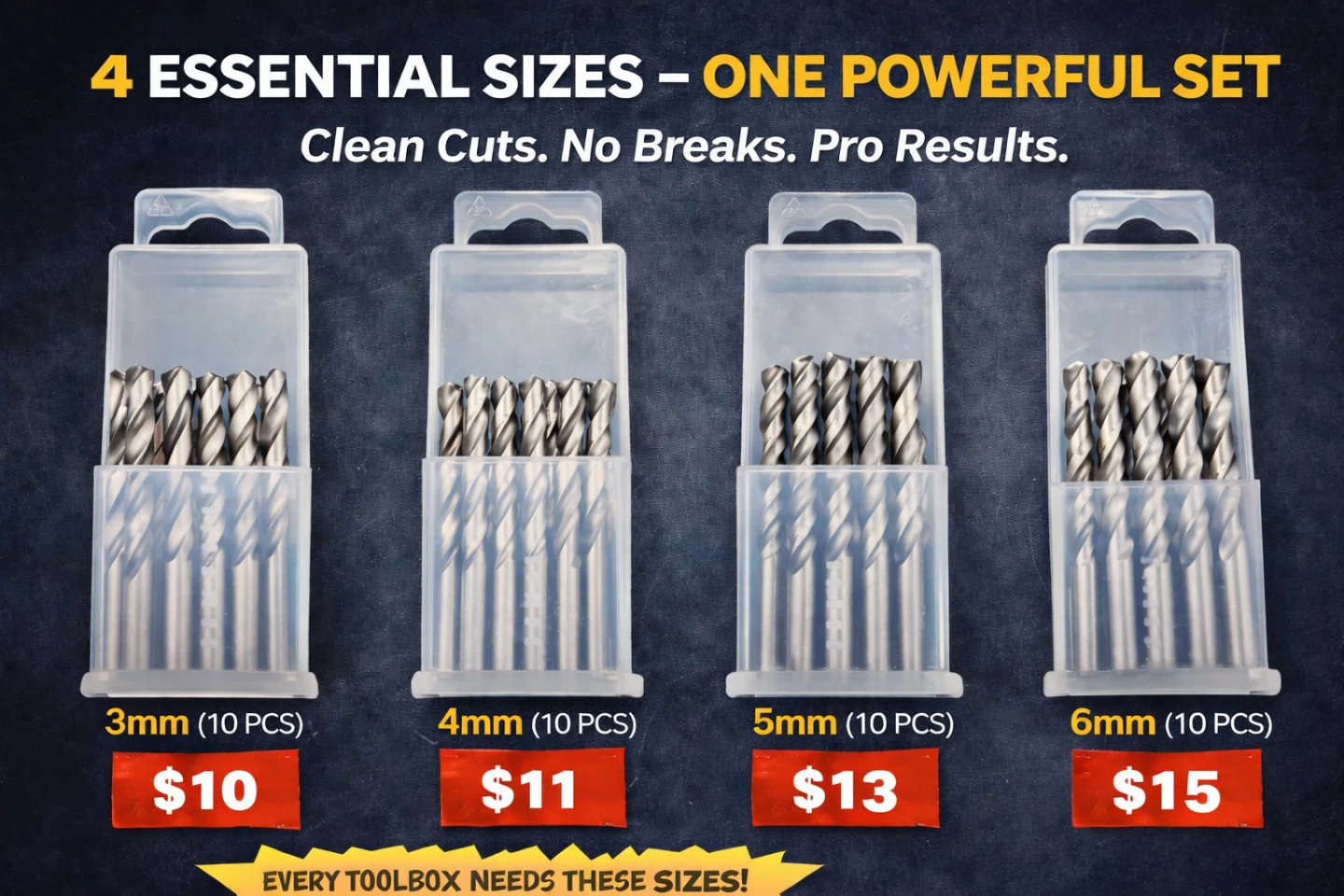 Drill Bit Set - 4 Sizes