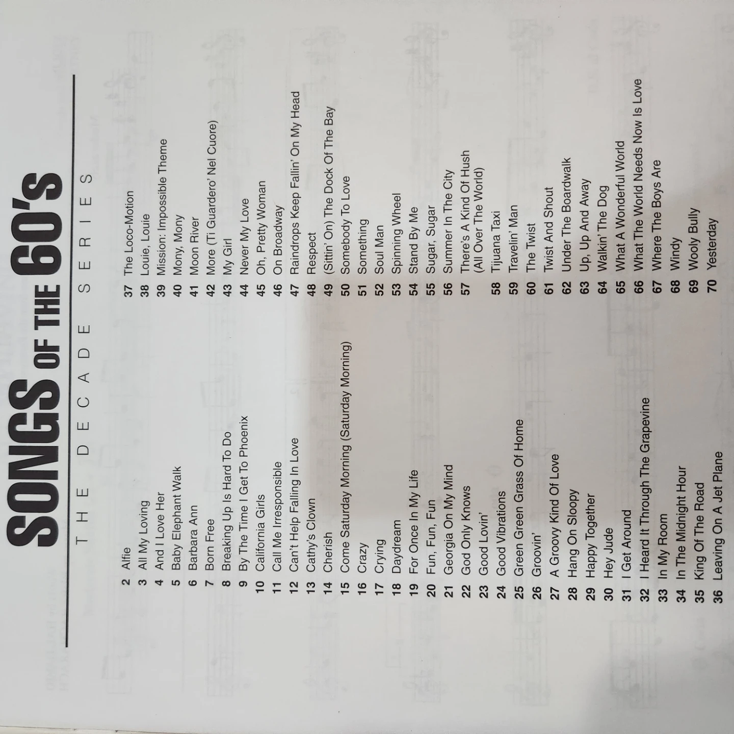 Songs of the 60's - The Decade Series Violin Sheet Music - photo 2