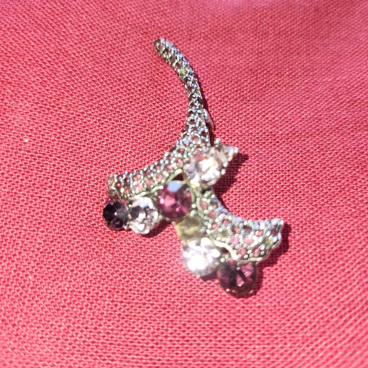 Sparkly Brooch with Pink and Clear Stones