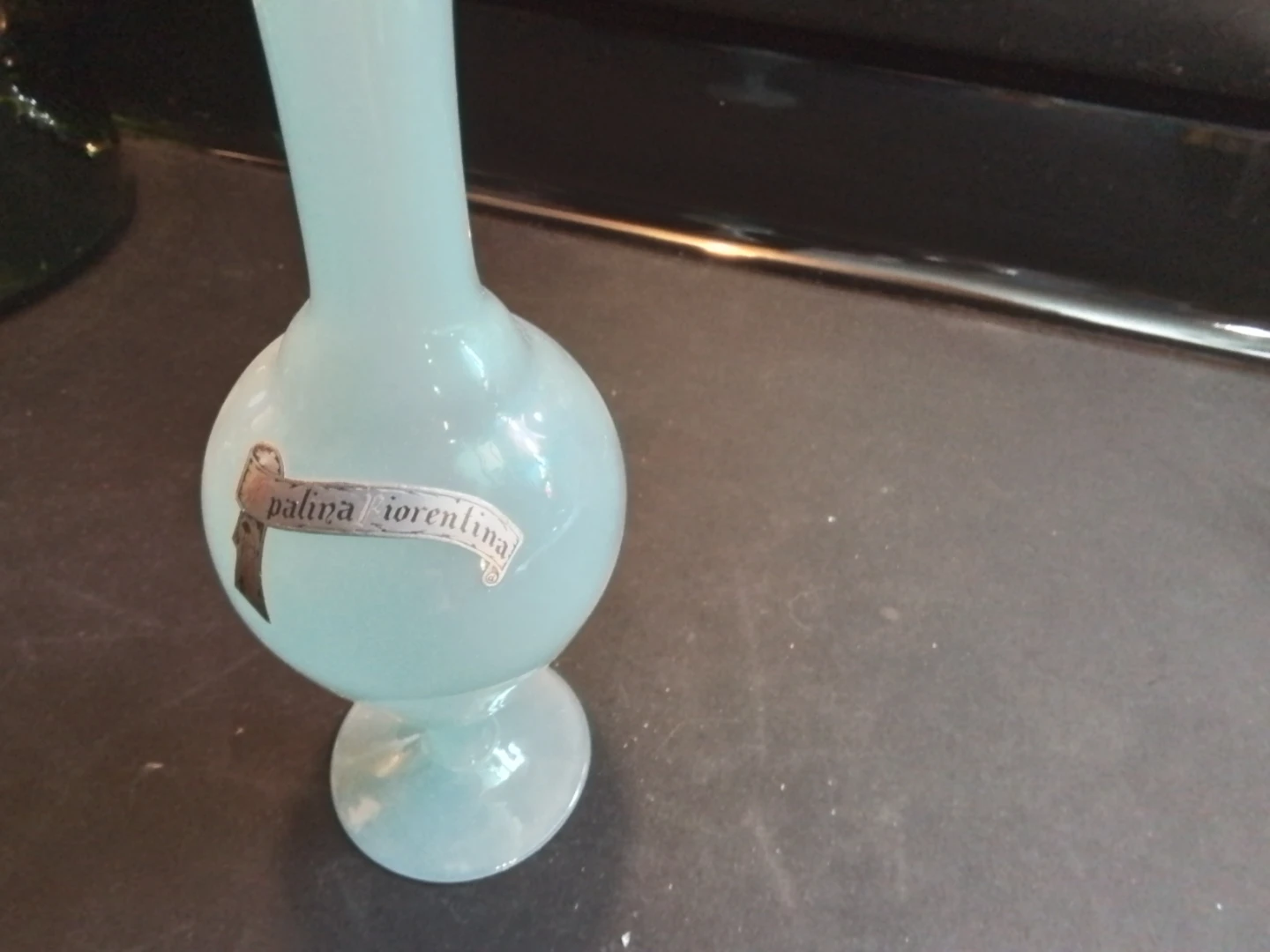 Stelvia Italian 'Opalina Fiorentina' Blue Glass Vase 10x3" - photo 2