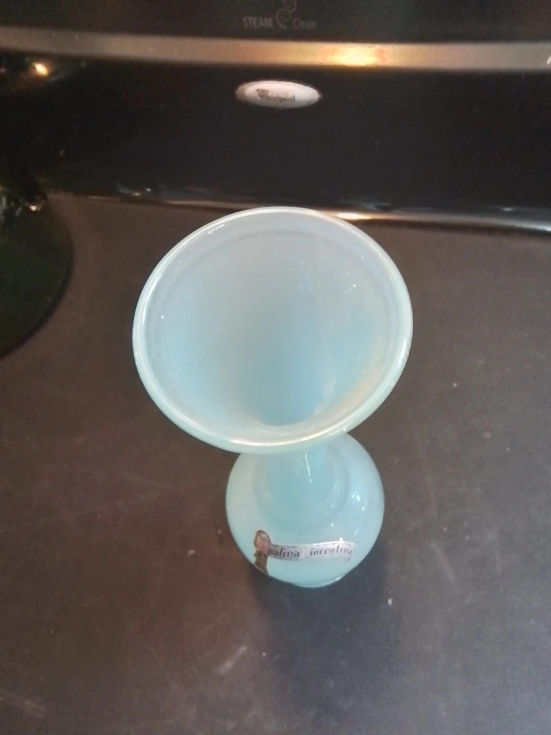 Stelvia Italian 'Opalina Fiorentina' Blue Glass Vase 10x3" - photo 3