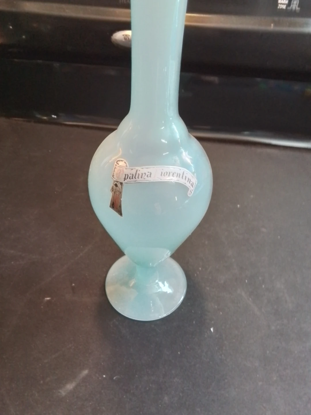 Stelvia Italian 'Opalina Fiorentina' Blue Glass Vase 10x3" - photo 4