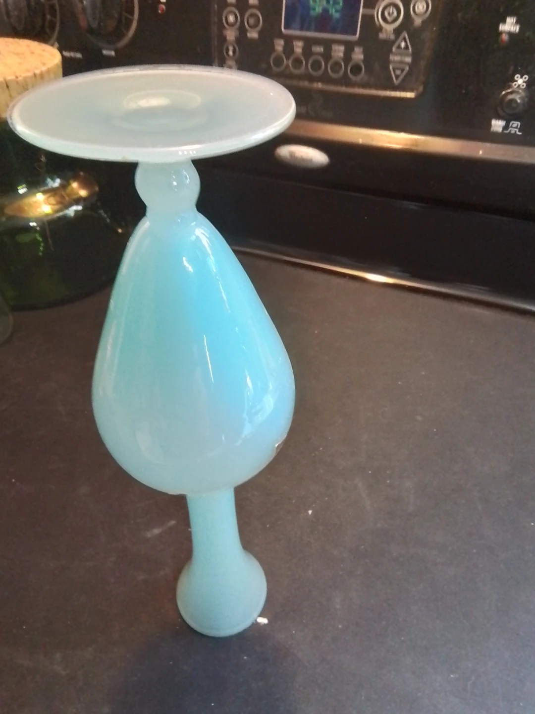 Stelvia Italian 'Opalina Fiorentina' Blue Glass Vase 10x3" - photo 5