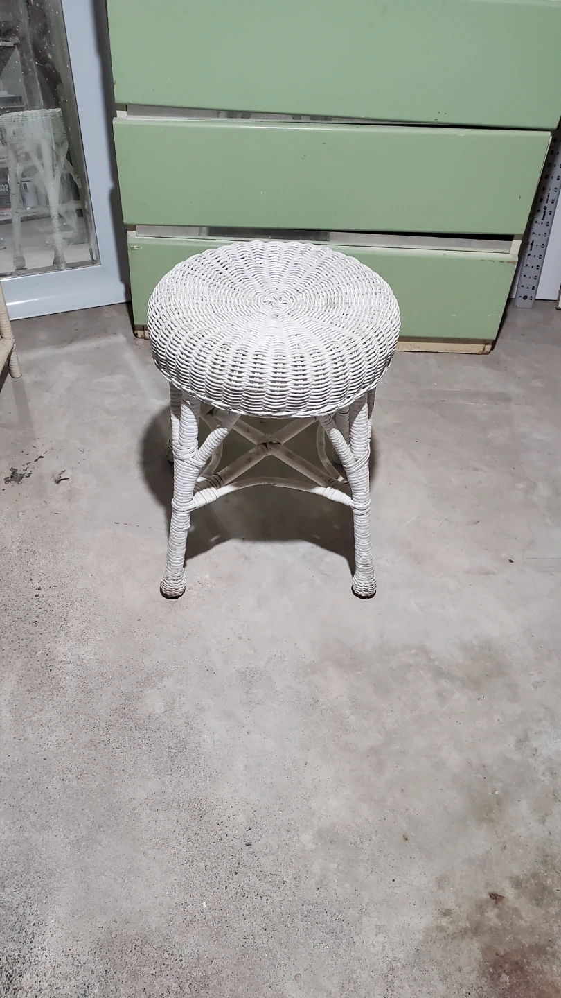 White Wicker Stool