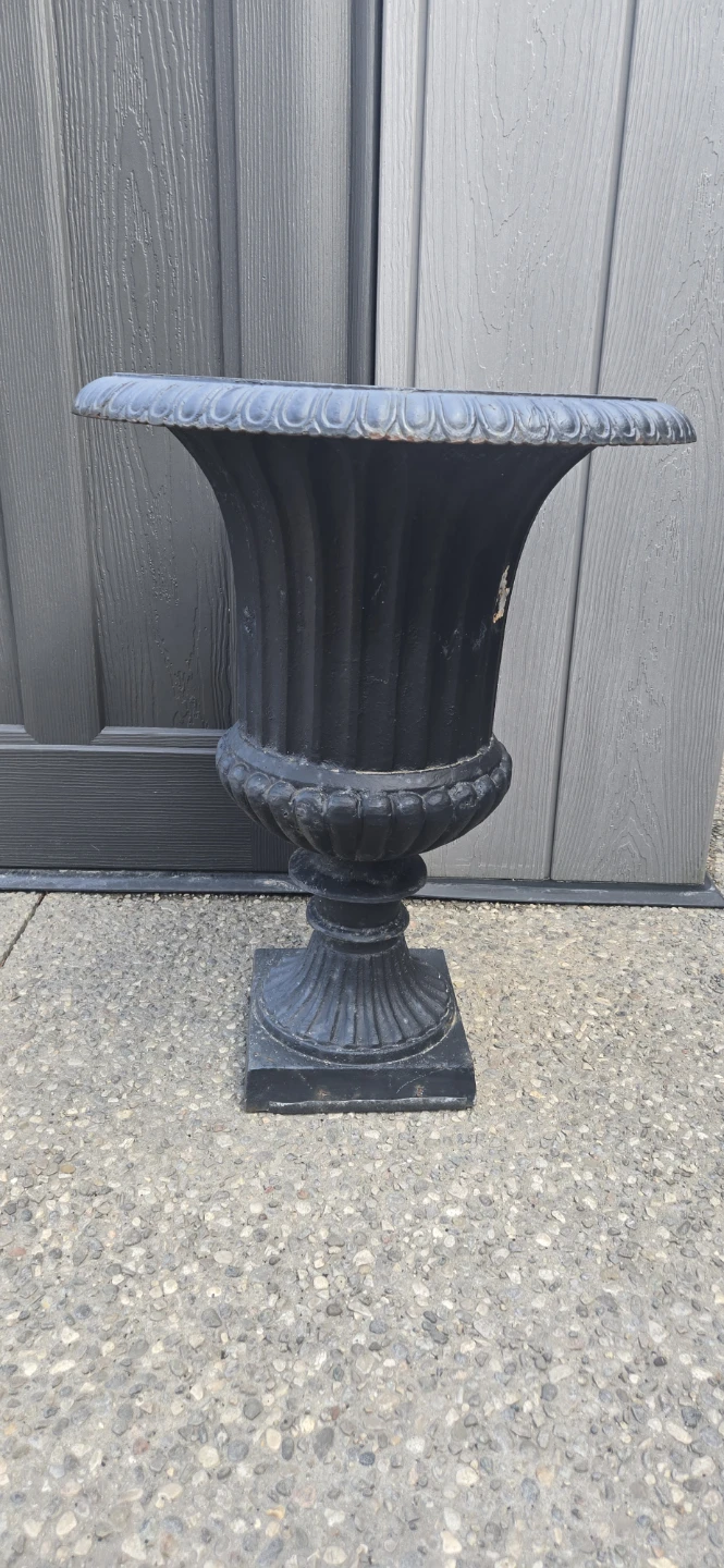 2 Black iron Urn Planter