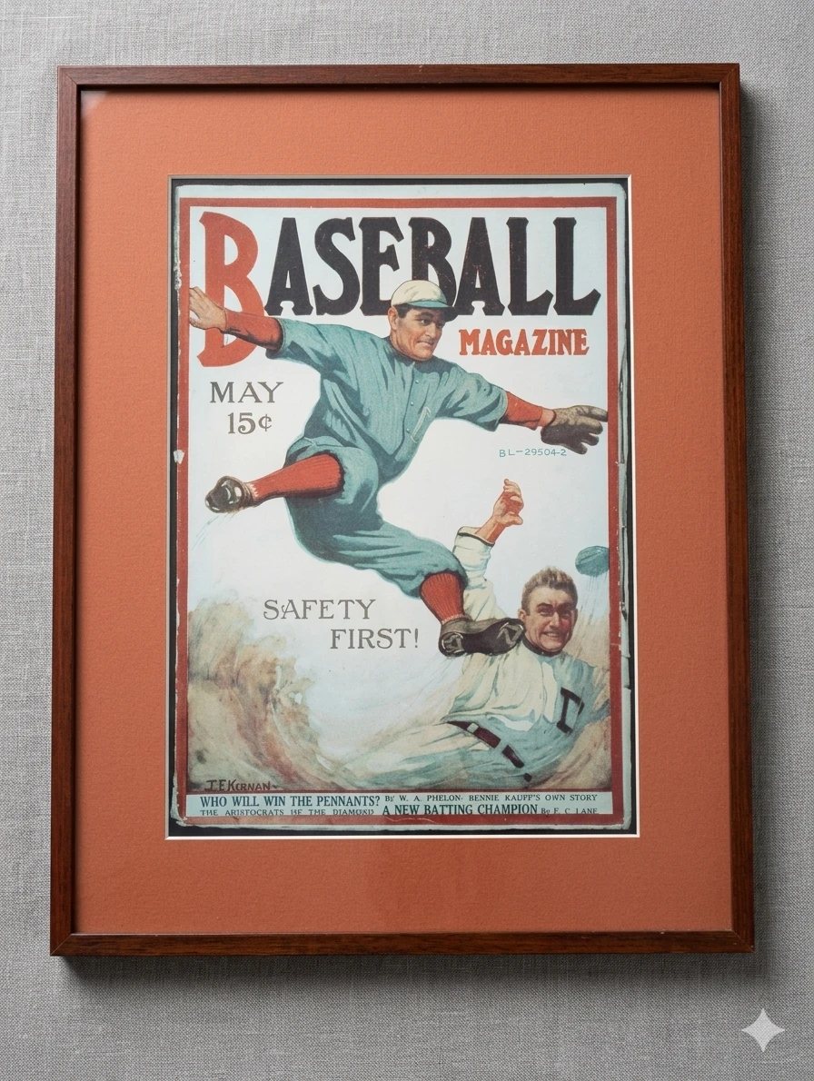 Professionally Framed 1916 Baseball Magazine Cover Reproduction