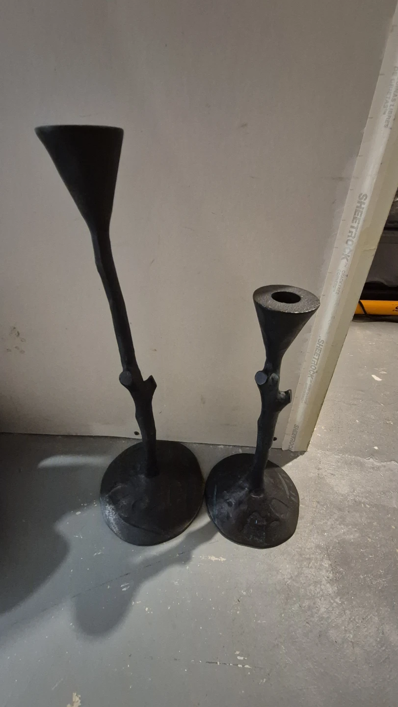 Set of 2 Black Metal Branch Candlesticks