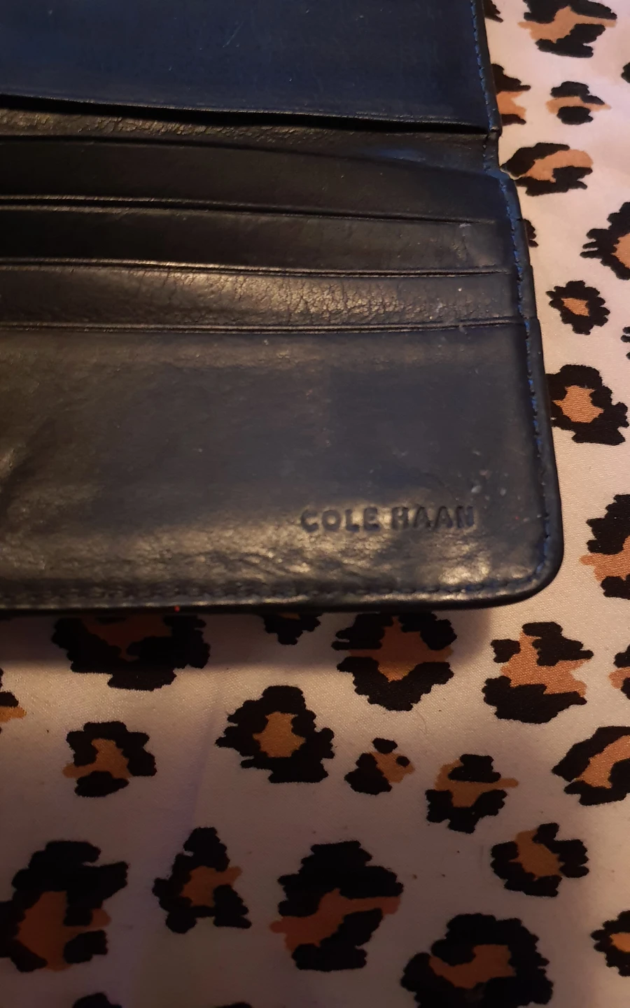 Designer Cole Haan navy blue leather wallet - photo 5