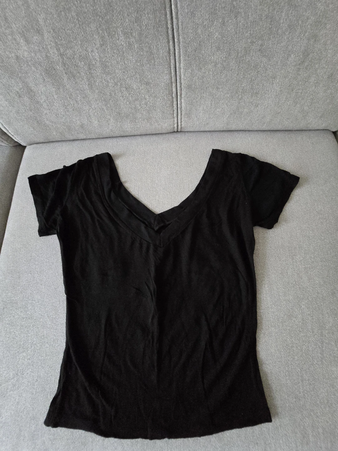 Black V-Neck T-Shirt with Butterfly and Floral Embroidery - photo 2