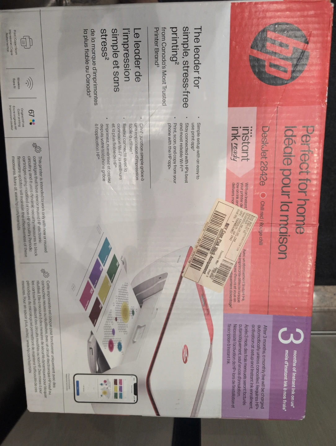 HP DeskJet 2842e All-in-One Printer - Chili Red