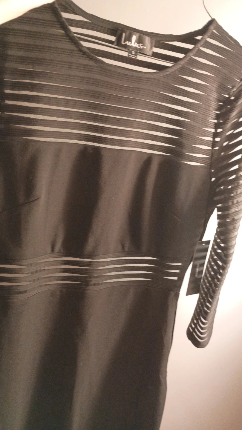 Lulus Black Sheer Stripe Bodycon Dress Size S - photo 2