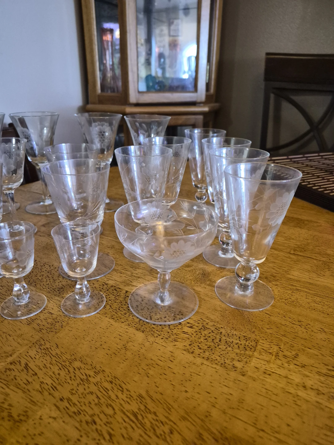 Mix Lot of 21 W.J. Hughes Etched Cornflower Crystal - photo 3