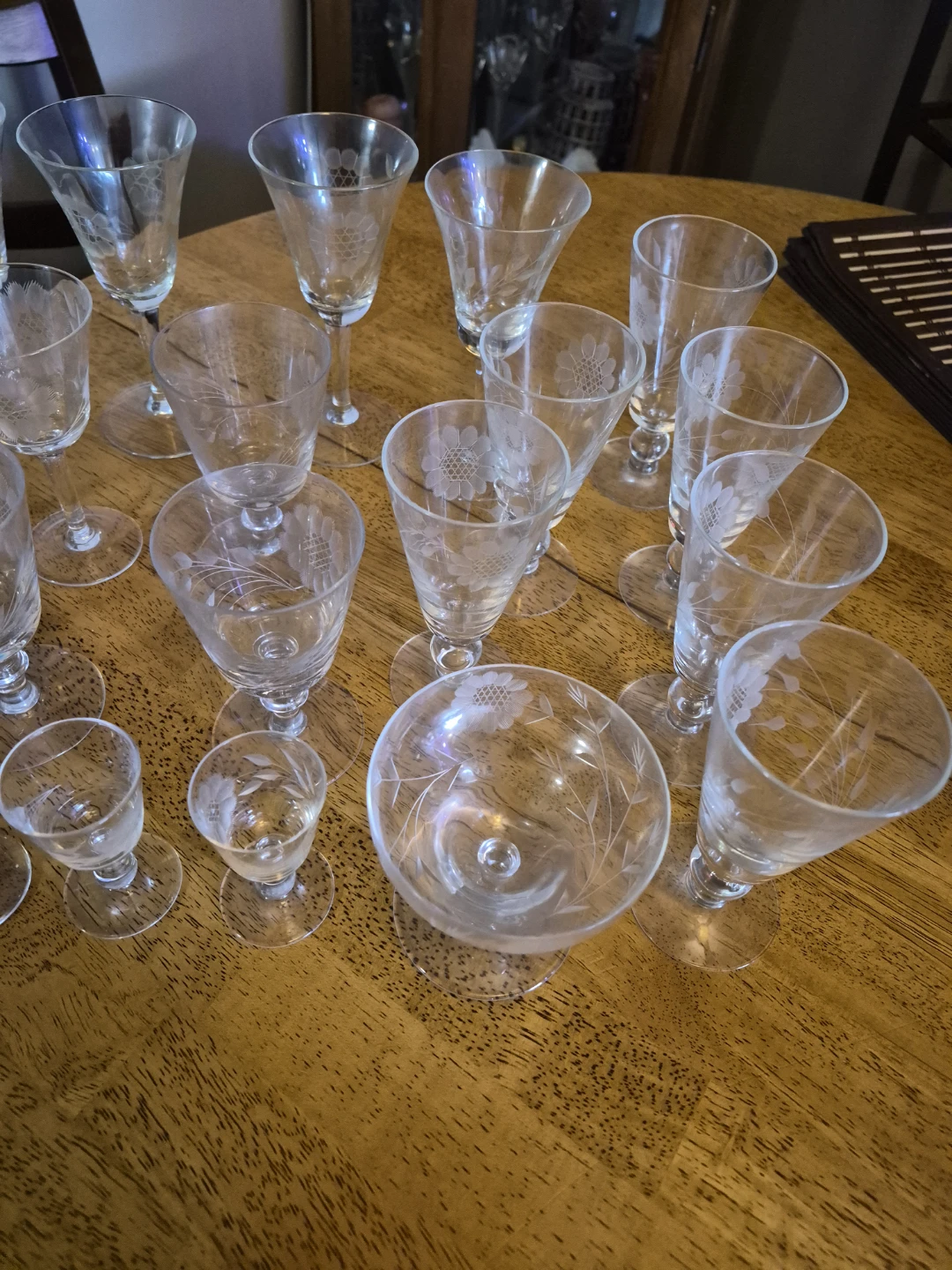 Mix Lot of 21 W.J. Hughes Etched Cornflower Crystal - photo 5