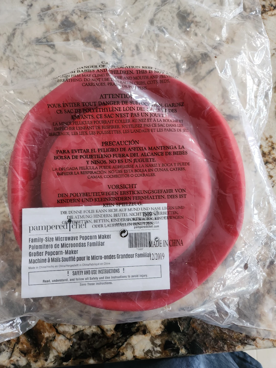 Pampered Chef Family-Size Microwave Popcorn Maker - Red - photo 3