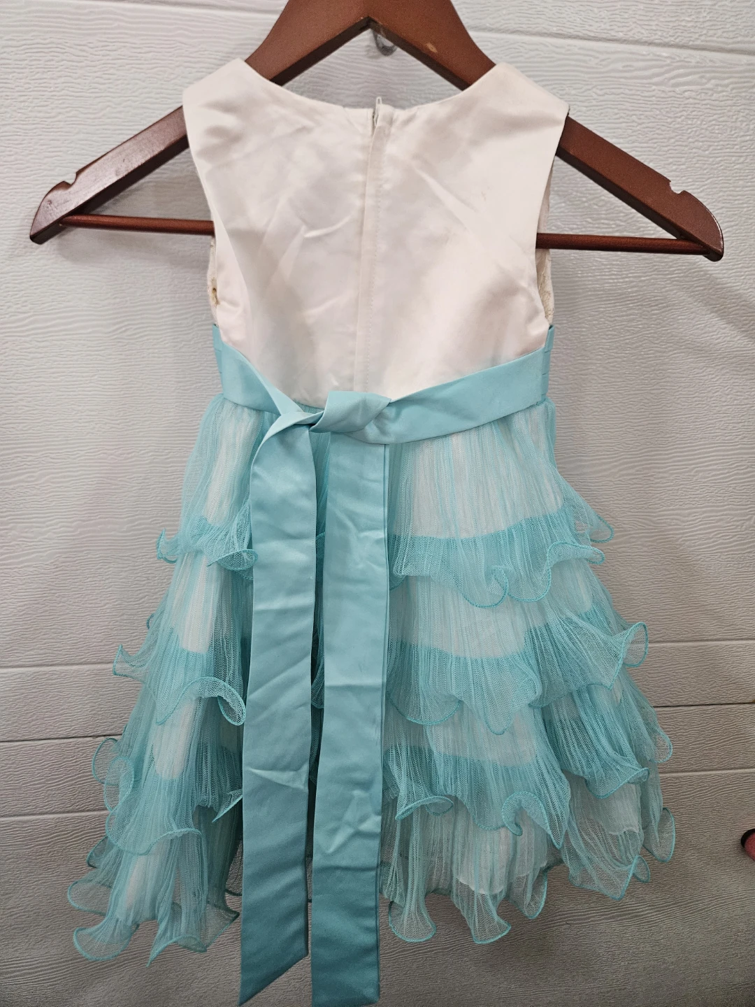 Girls' Blue and White Tiered Ruffle Dress 3T - photo 2