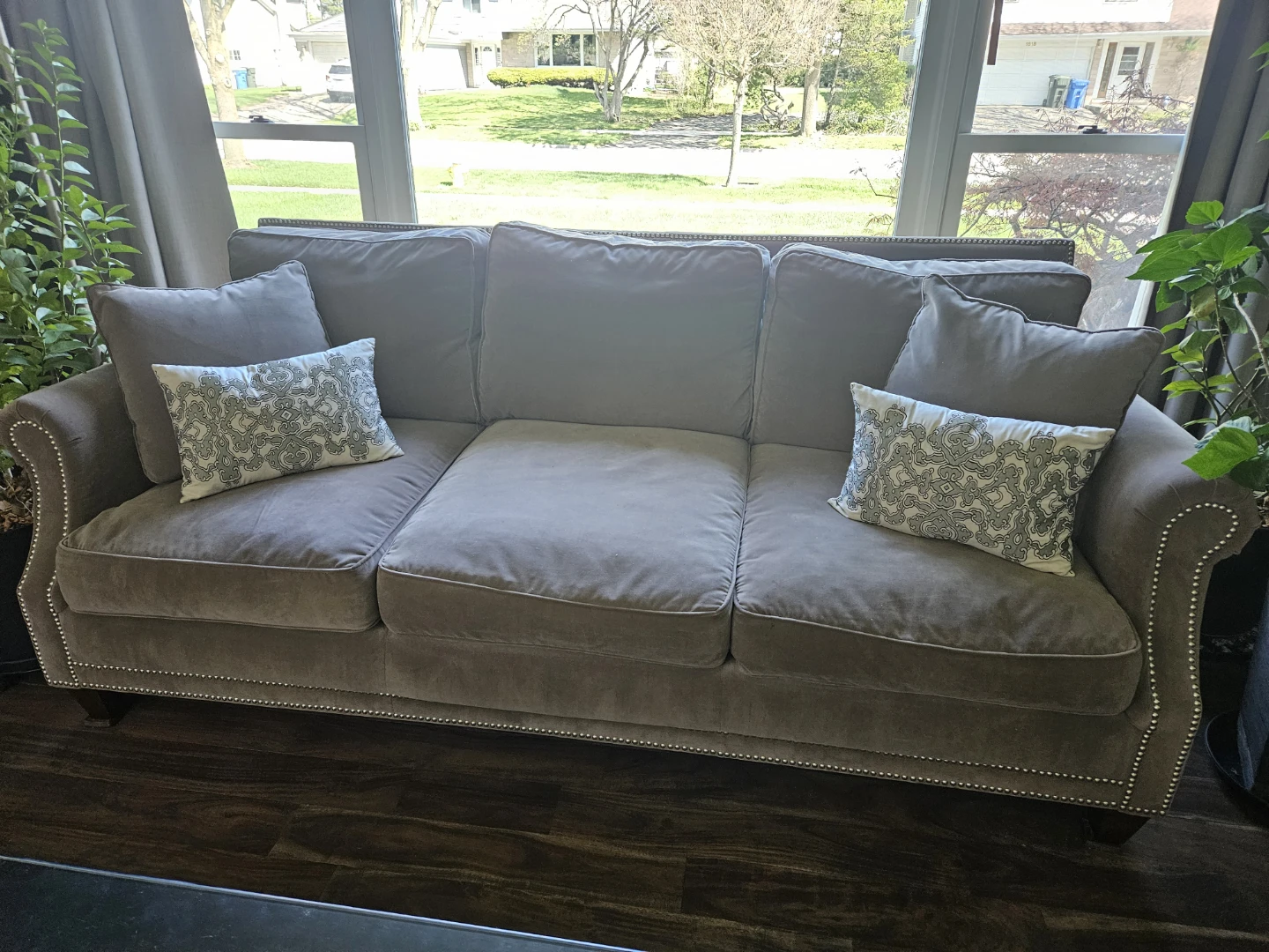 Custom-made couch & loveseat set thickest fabric, down cushions - photo 2