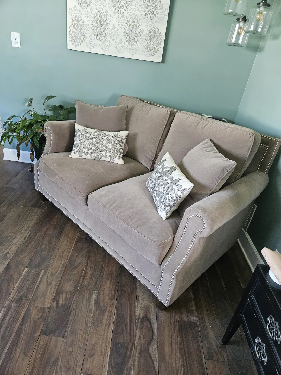 Custom-made couch & loveseat set thickest fabric, down cushions - photo 4