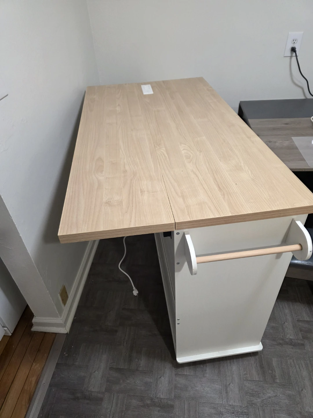 Kitchen Island Cart with Trash Can and Power Outlet - photo 2