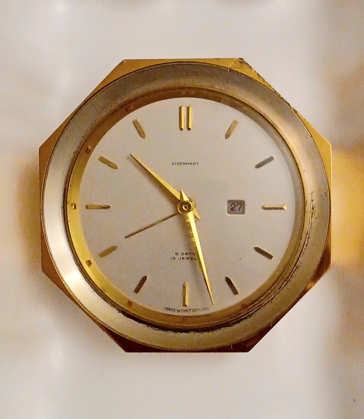 Vtg Eisenhart 8-Day Travel Clock
