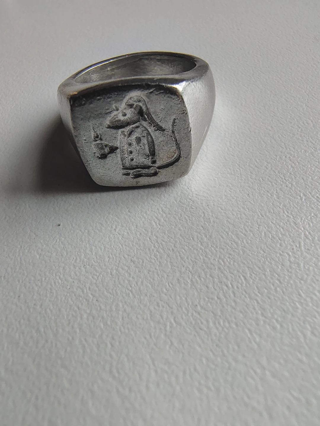 Night Mouse Signet Ring -Pewter- Size 7 - photo 2