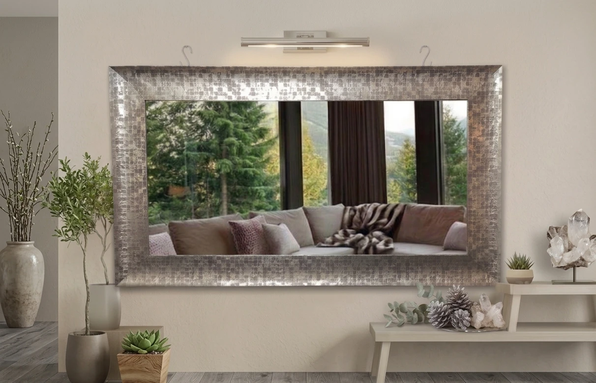 Large Textured Silver Wall Mirror