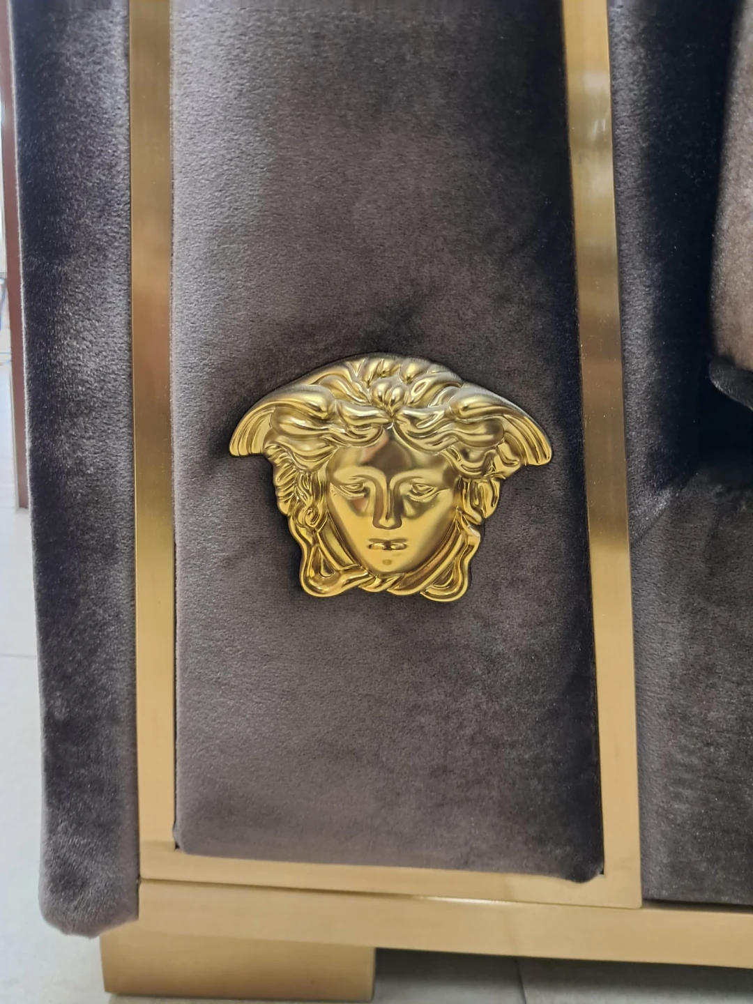 Velvet Sofa with Decorative Medusa Head Accents - photo 2