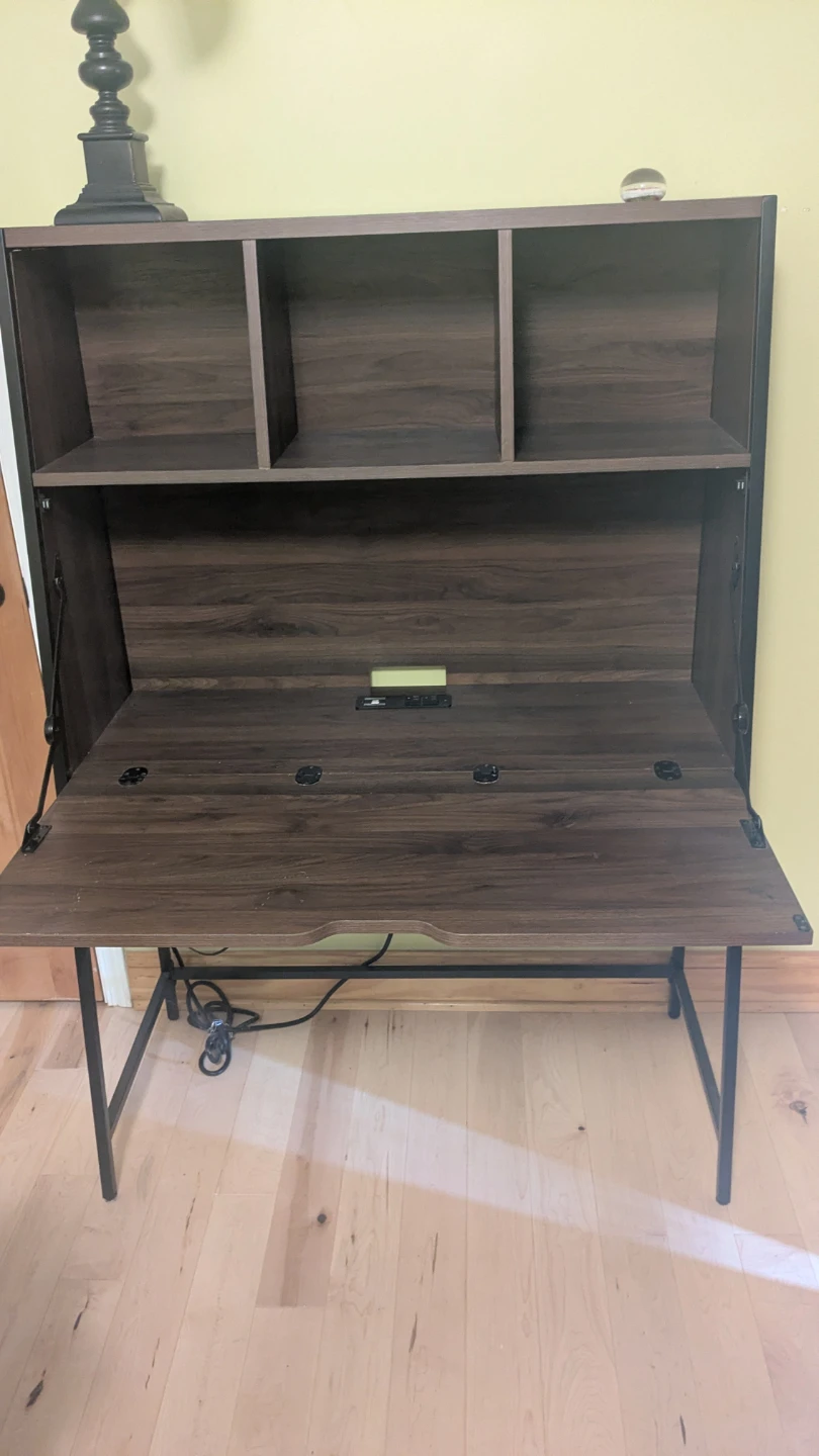 Secretary Desk with USB Ports and Shelves - photo 2