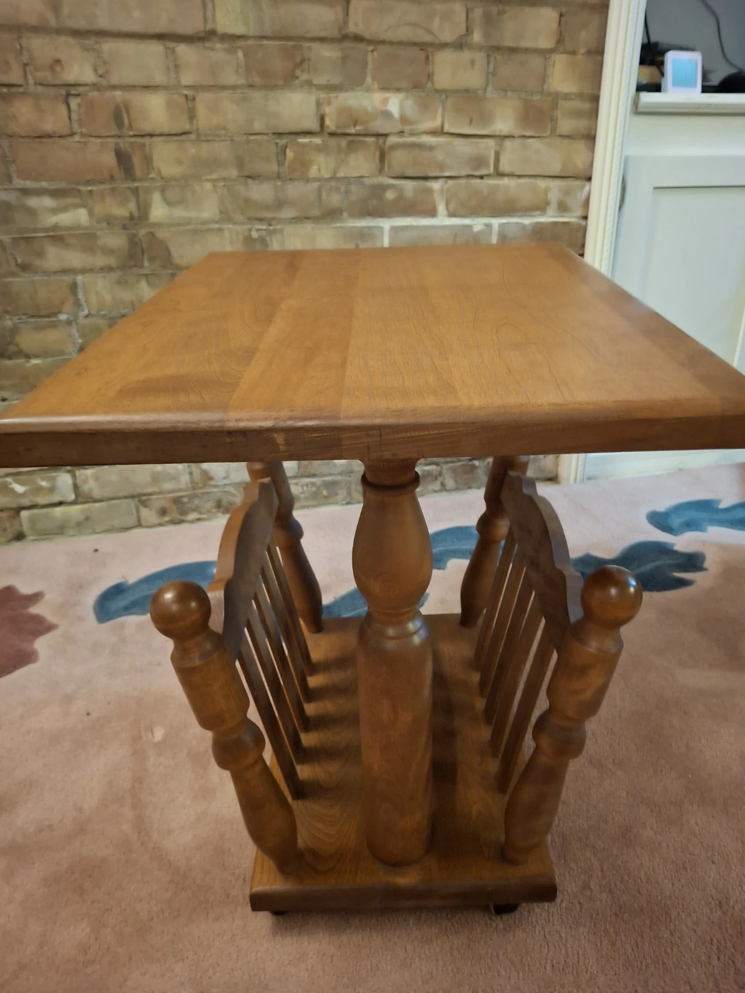 Wooden End Table with Magazine Rack and Drawer - photo 2