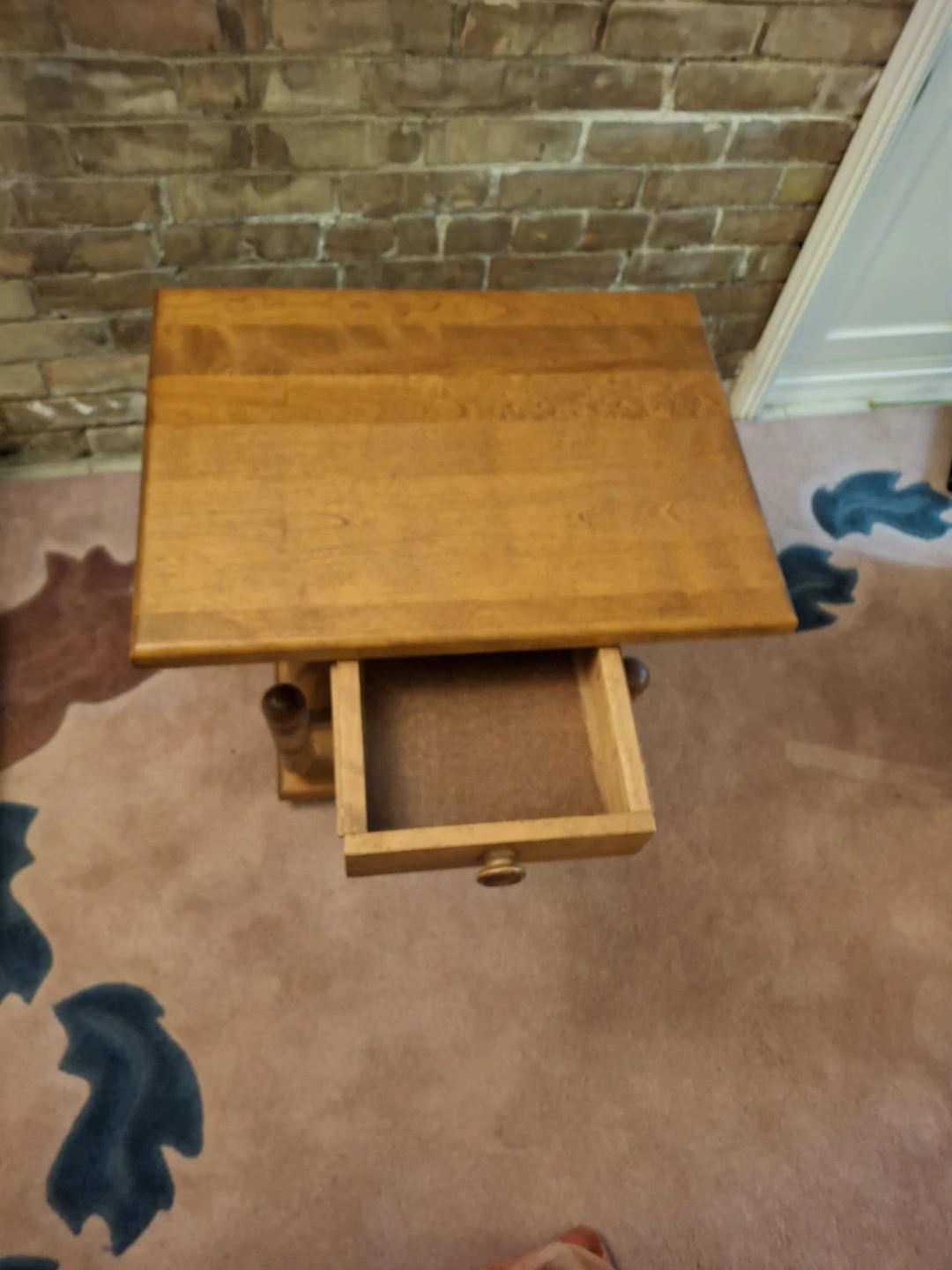 Wooden End Table with Magazine Rack and Drawer - photo 3
