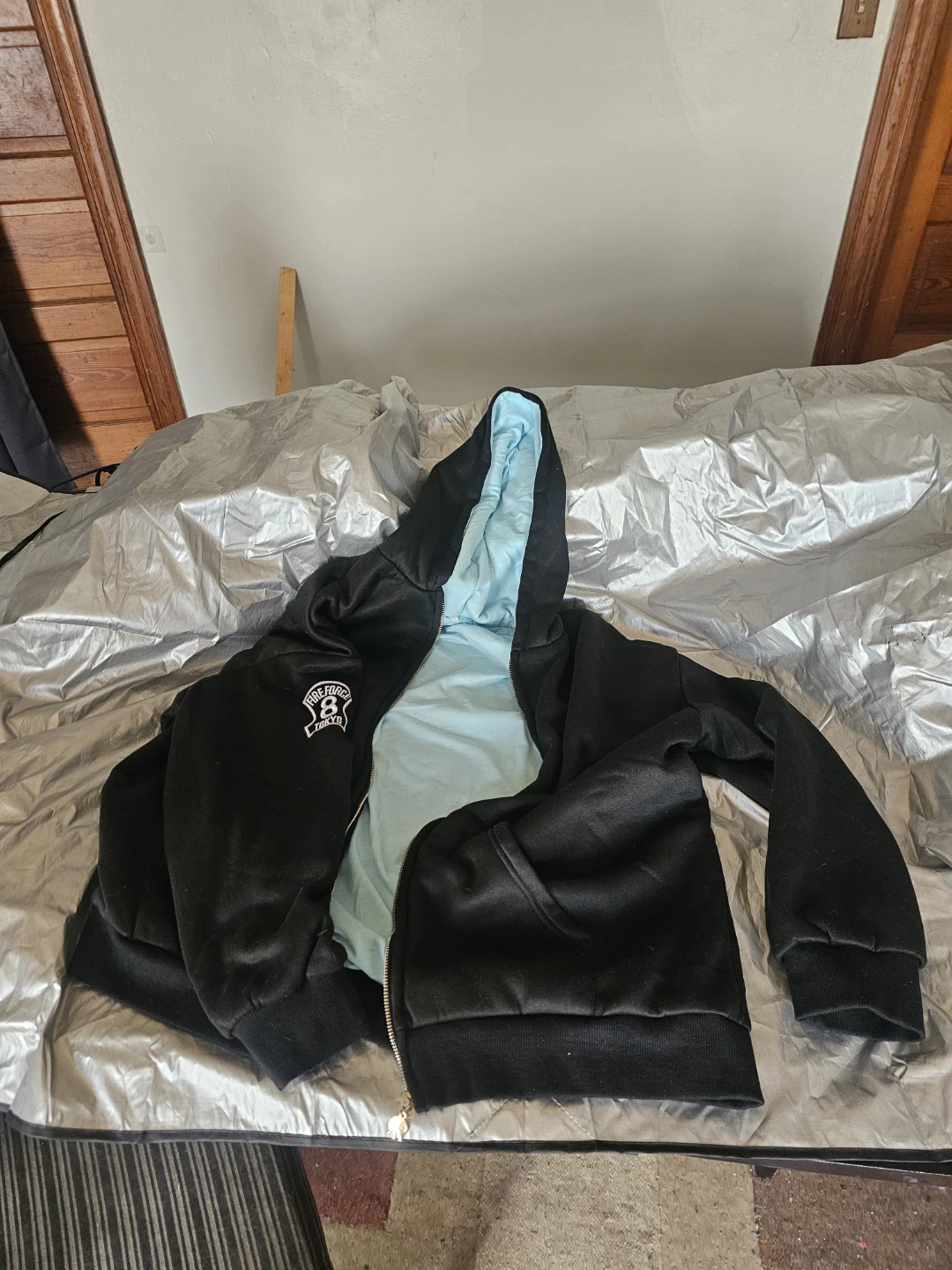 Black Full Zip Hoodie fire force