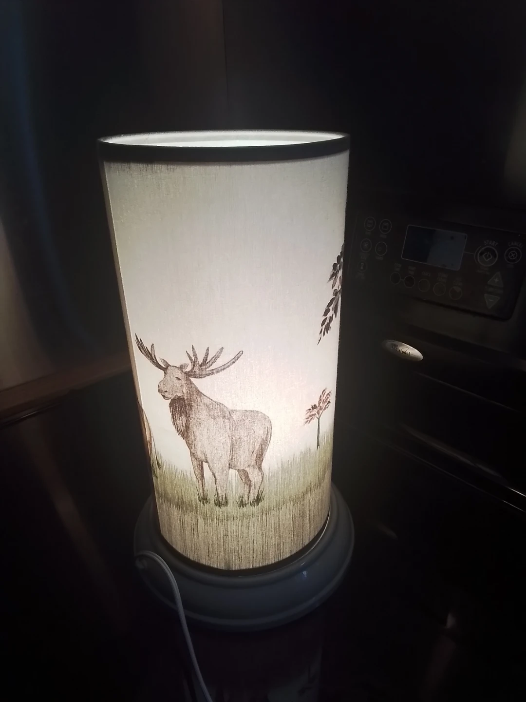 Vintage Camel, Moose, Geraffe & Tree Cylindrical Table Lamp