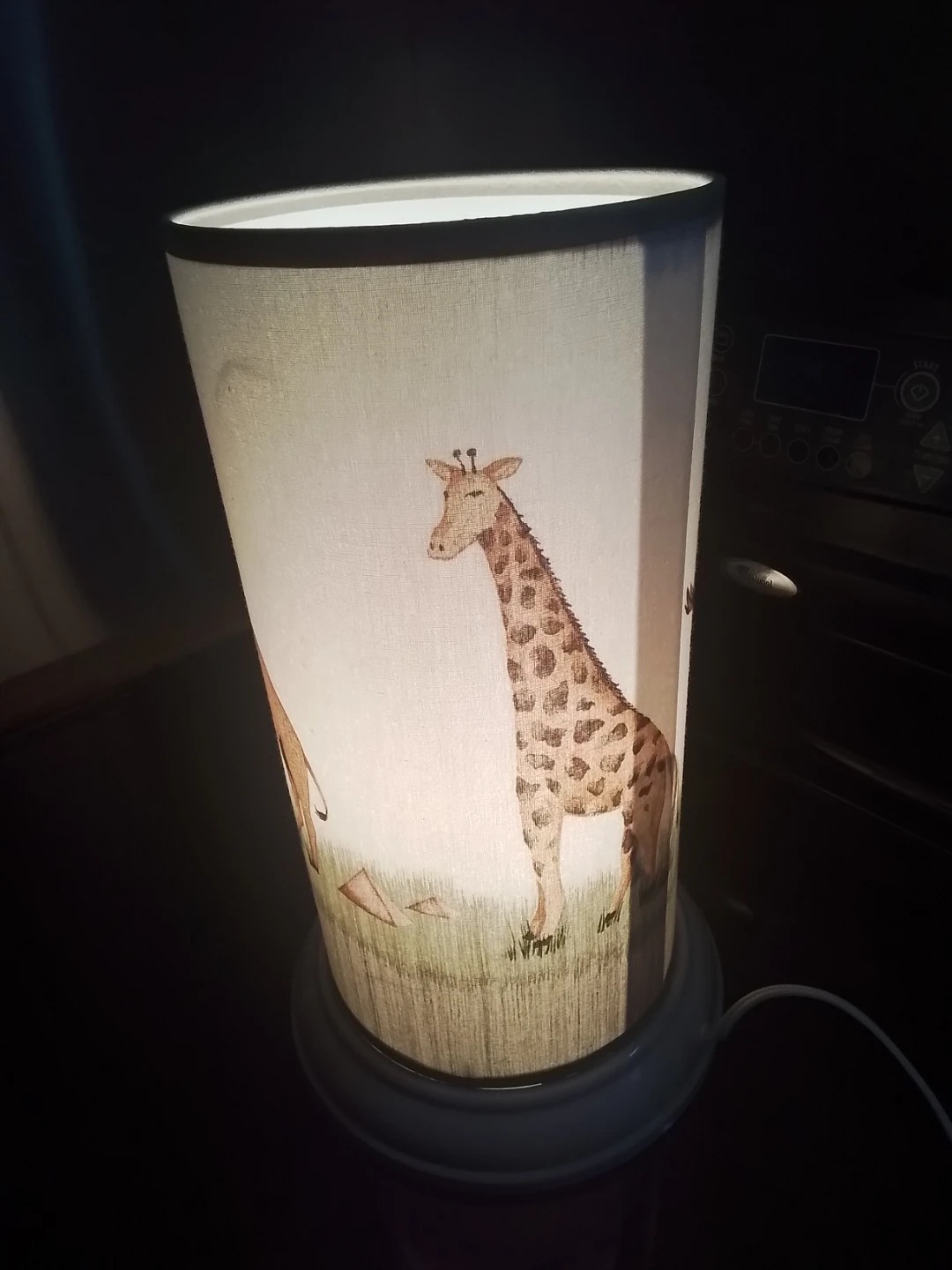 Vintage Camel, Moose, Geraffe & Tree Cylindrical Table Lamp - photo 2